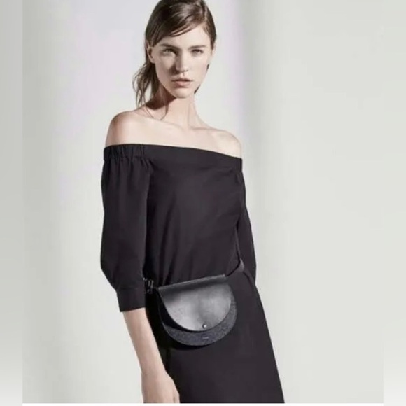 Theory Handbags - Theory Post Saddle Belt Bag Black with Navy Denim